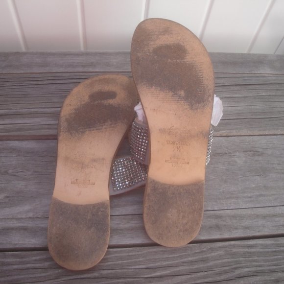 Bahia Made In Italy Slide Leather Sandal Rhinestone 7.5 Women. Great condition! - Picture 6 of 7